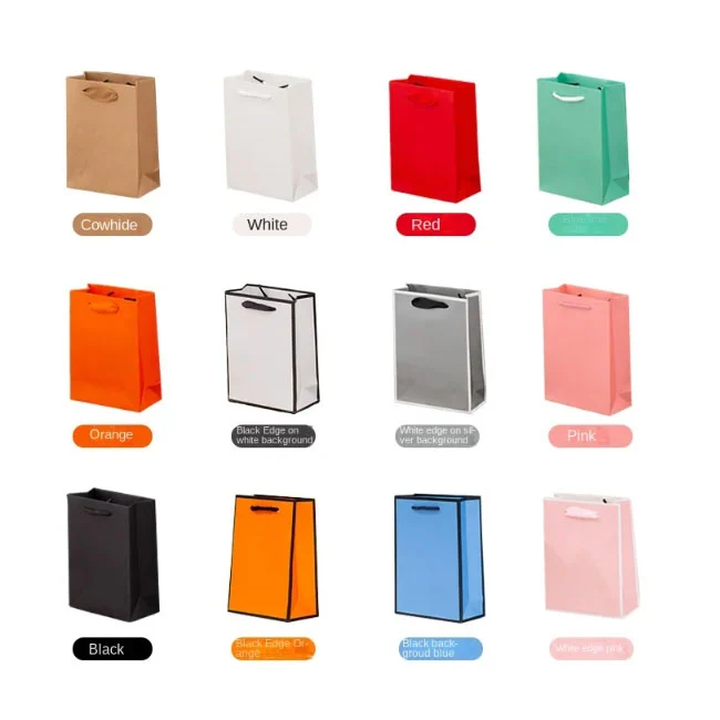 Color Gift Carrying Paper Bags Festive Gift Packaging Clothing Shopping Bag Various Sizes and Colors Available