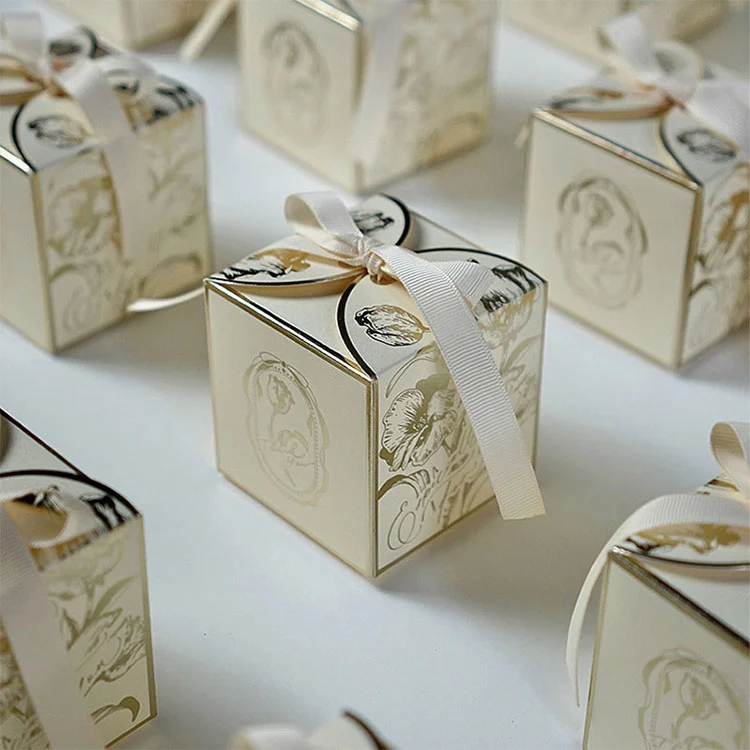 French Sugar Box Light Luxury Golden Candy Champagne Color Wedding Candy Box Wedding Accompanying Paper Gift Box