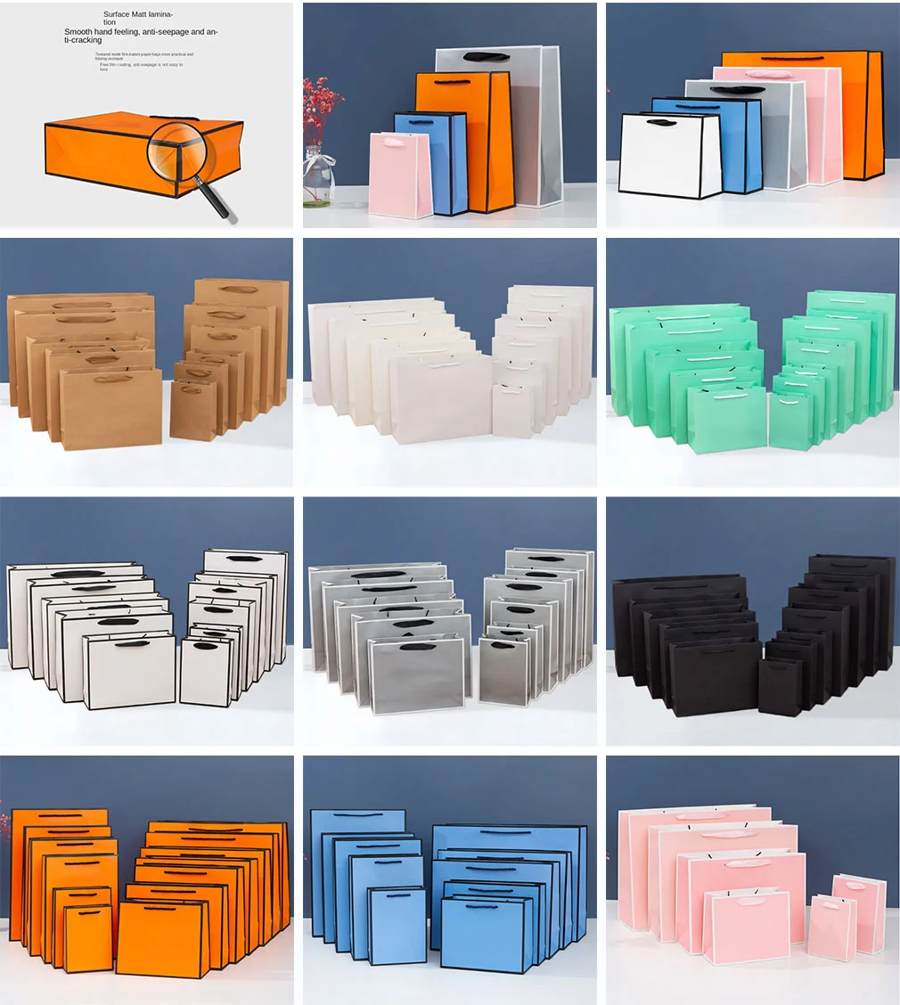 Color Gift Carrying Paper Bags Festive Gift Packaging Clothing Shopping Bag Various Sizes And Colors Available