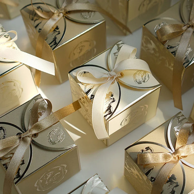 French Sugar Box Light Luxury Golden Candy Champagne Color Wedding Candy Box Wedding Accompanying Paper Gift Box