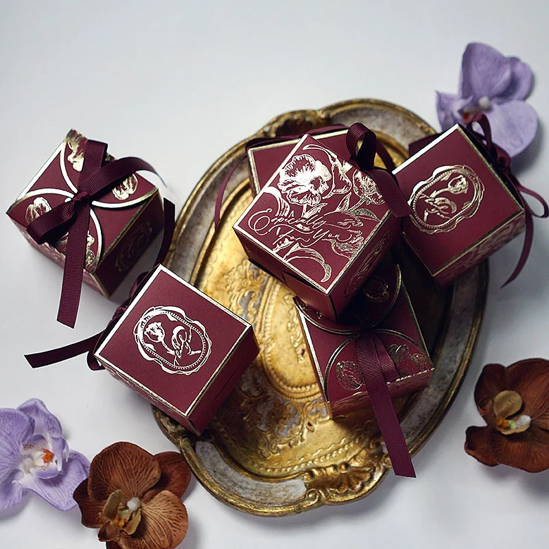French Sugar Box Light Luxury Golden Candy Champagne Color Wedding Candy Box Wedding Accompanying Paper Gift Box
