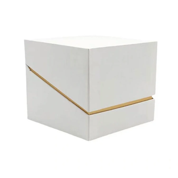 Luxury White Rigid Gift Box with Gold Foil Accent and Flip Lid
